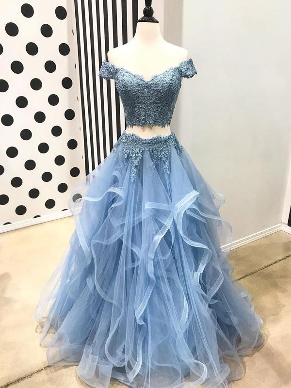 Off the Shoulder Two Piece Prom Dresses ...